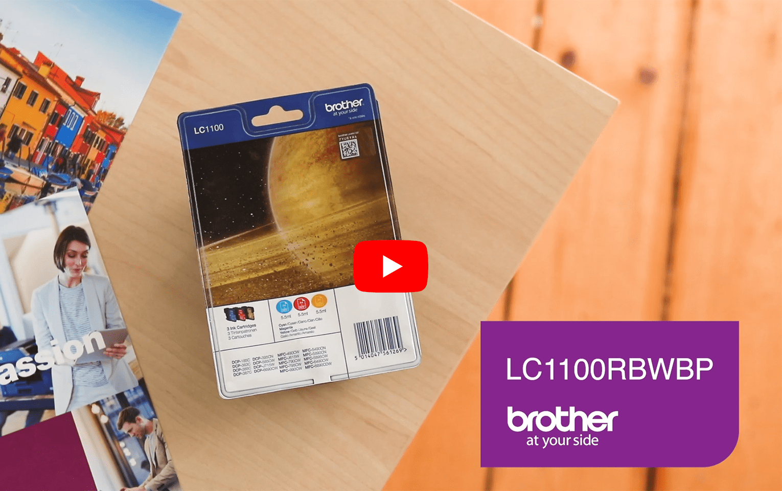 Genuine Brother LC1100RBWBP Ink Cartridge Rainbow Blister Pack 5